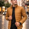 Chaqueta Hombre Impermeable Invierno Mostaza