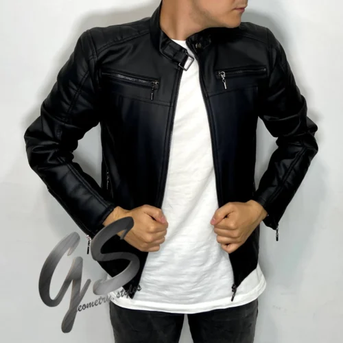 Chaqueta Chamarra Cuerotex Hombre Biker One Negra