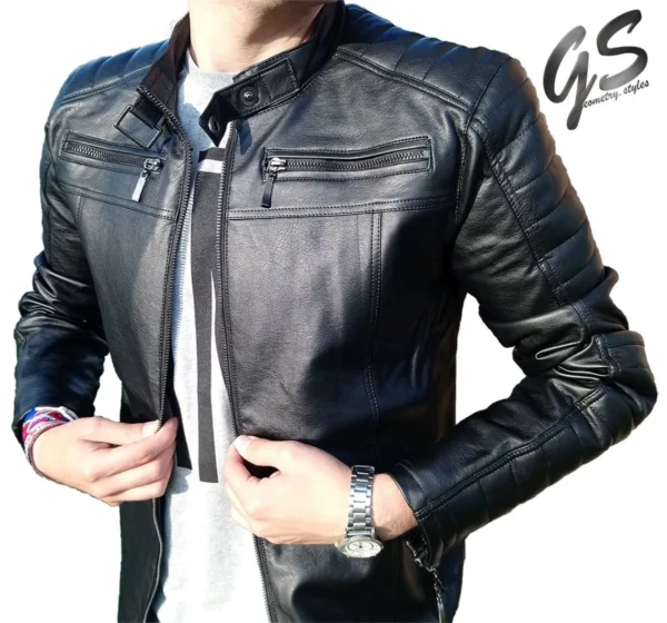 Chaqueta Chamarra Cuerotex Hombre Biker One Negra